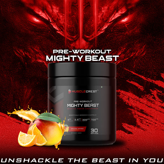 MIGHTY BEAST PRE-WORKOUT  L-CITRULLINE 4G, BETA ALANINE 2.5G, N-NORAVALINE 50MG, L-TAURINE 700MG, CAFFEINE 300MG, 30 SERVINGS-300GM